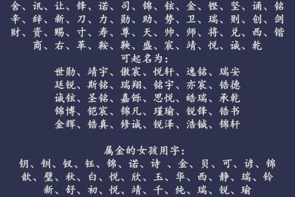五行属金的字-五行属金的字大全-五行属金的字有哪些姓名